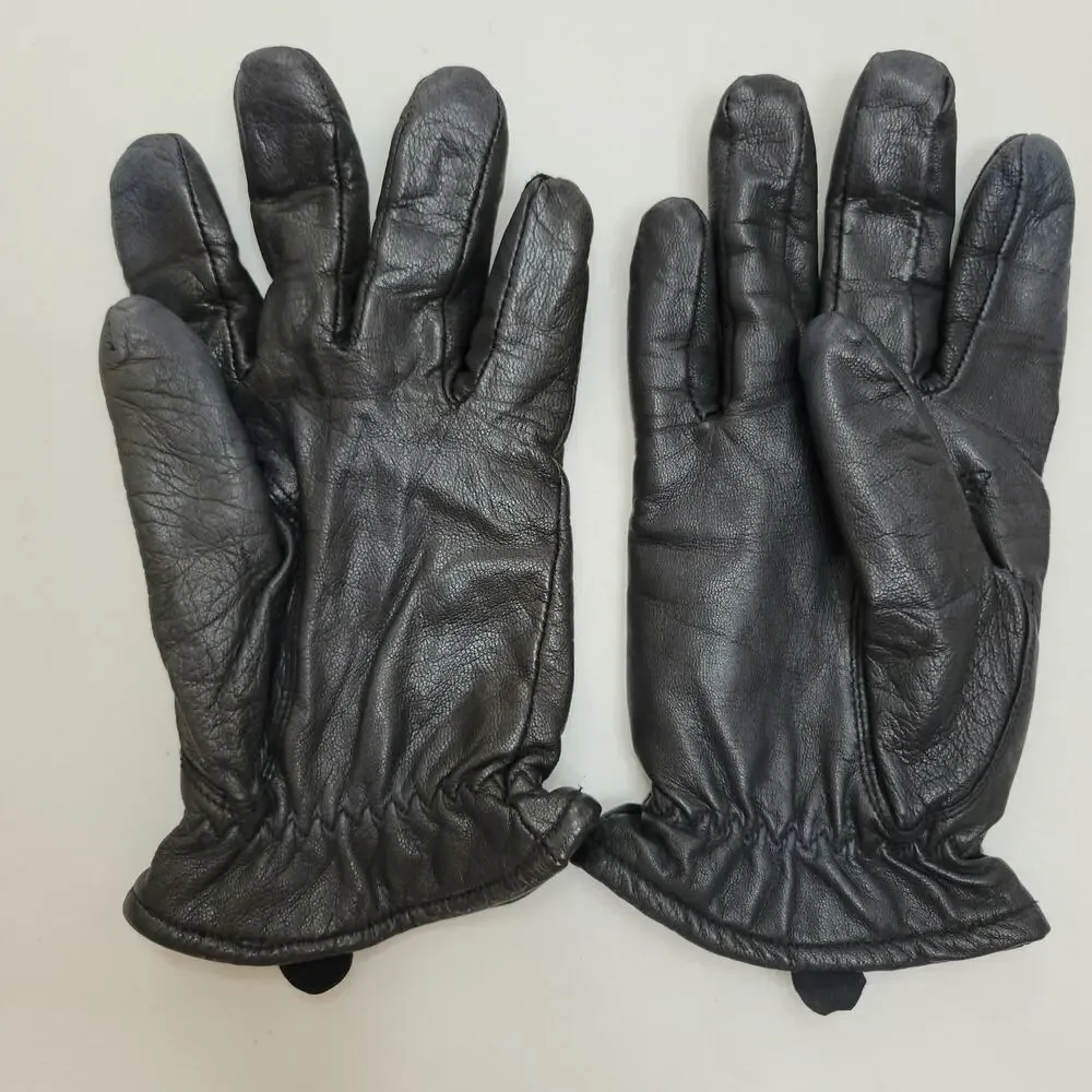 Women's Black Leather Cashmere Lined Soft Gloves Size M